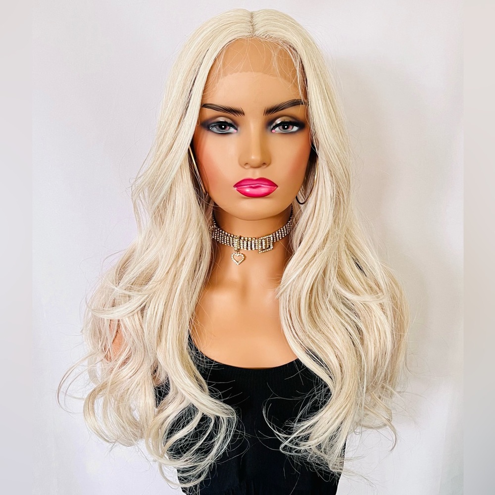 Unisex Platinum Spice Color Premium Fiber Lace Front Wig #gorgeous 🙌